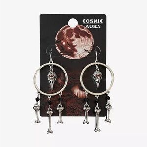Cosmic‎ Aura Raven Skull Bone Drop Earrings Hot Topic